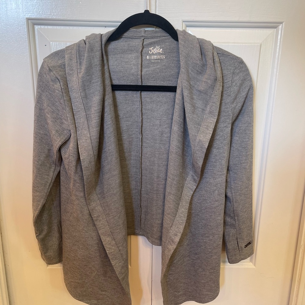Gray Open Front Cardigan